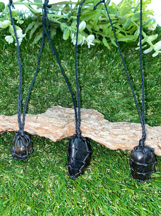 Polished Smoked Quartz Rough With Makrame Wrapped Mineral-Spirit Healing Power Gift Decoration Protection