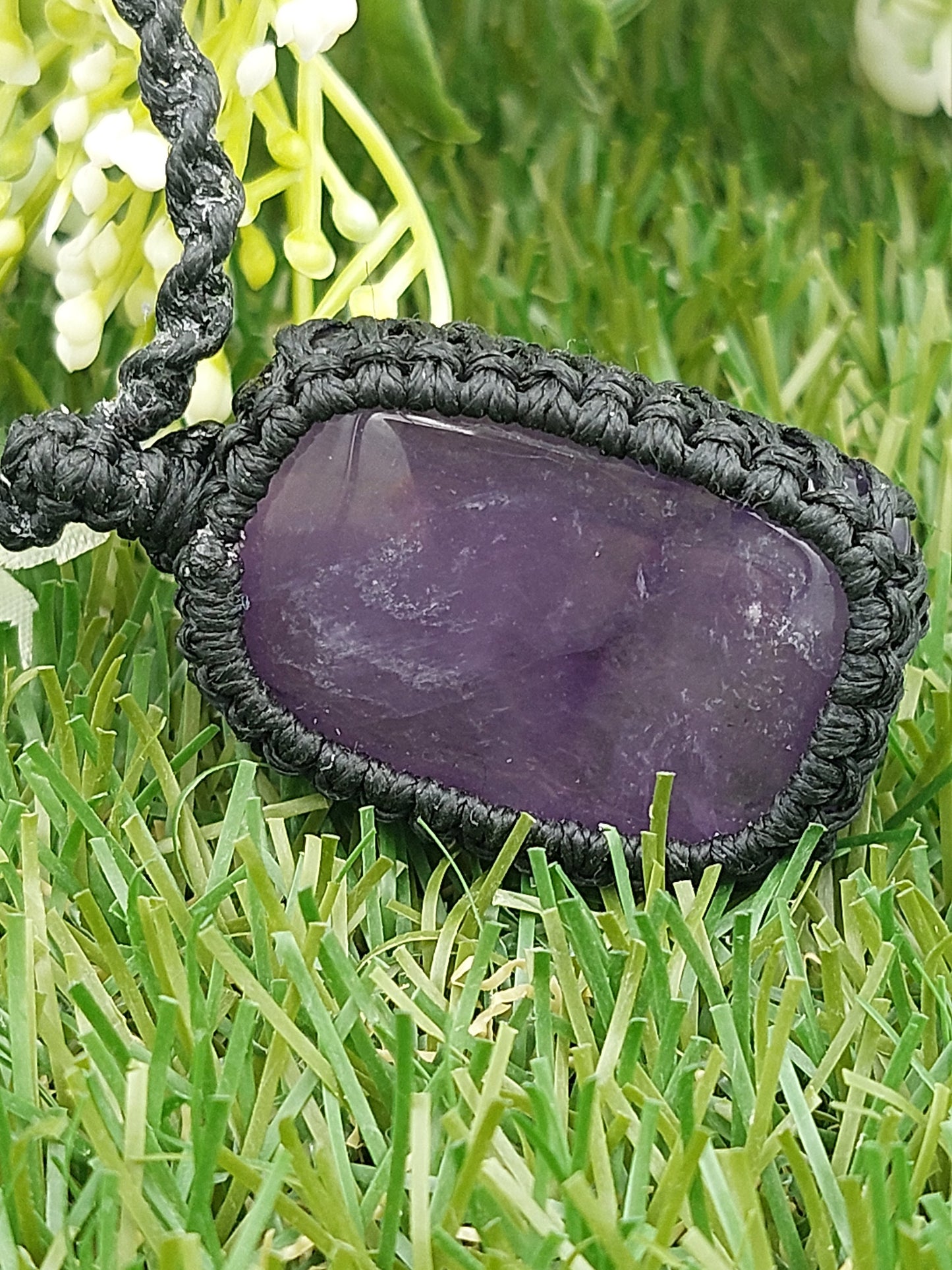 Natürliche Amethyst handgemachte gewickelte Makramee Halskette - Heilstein - Geschenkidee - Schutz