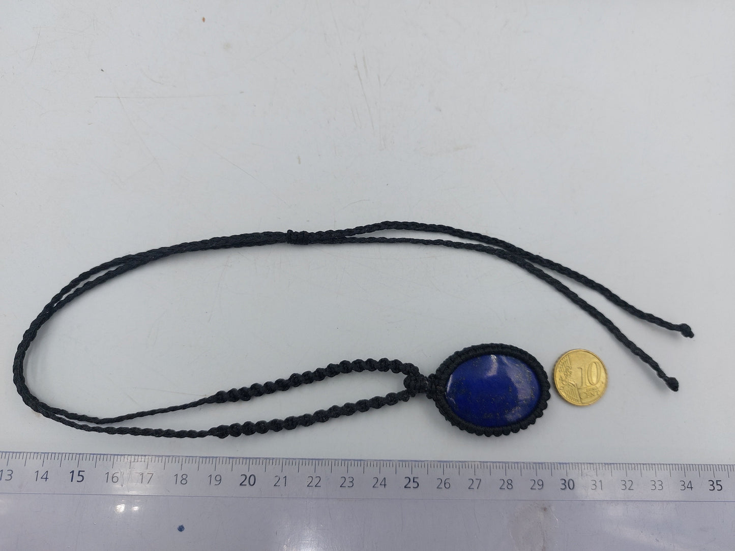 Lapislazuli-Kristall, handgefertigt, gewickelte Makramee-Halskette