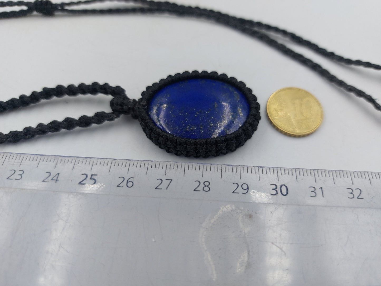 Lapislazuli-Kristall, handgefertigt, gewickelte Makramee-Halskette