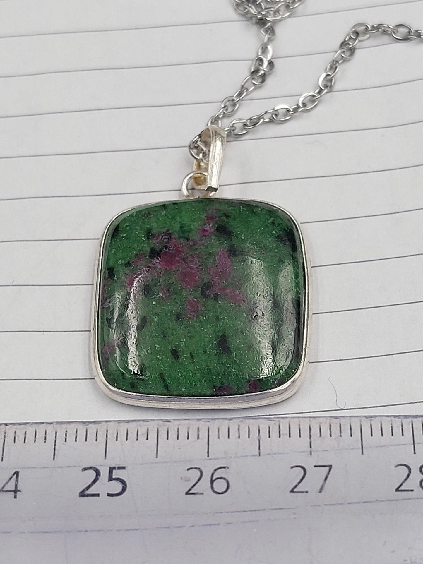 Κρυστάλλινο κολιέ Ruby Zoisite Ασήμι 925