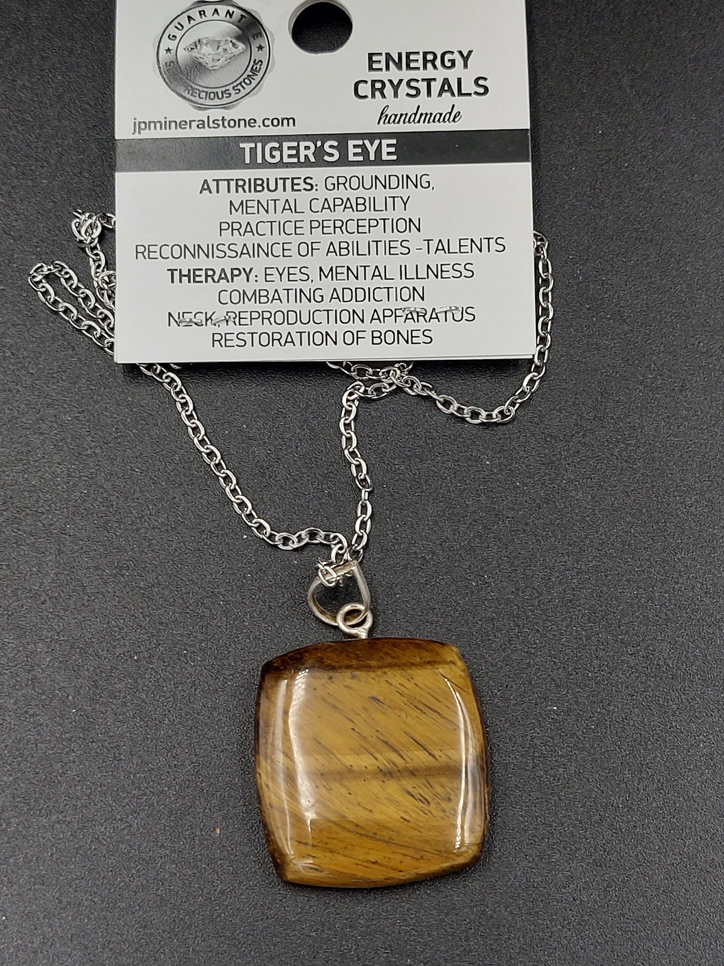 Handgefertigter luxuriöser Anhänger mit gelbem Tigerauge, Cabochon-Schliff, Heilkristall, Zubehör, Sternzeichen, Mineralstein