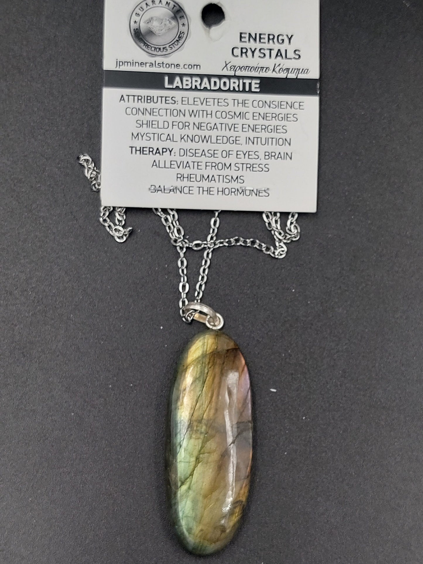 Labradorit Kristall Halskette versilbert