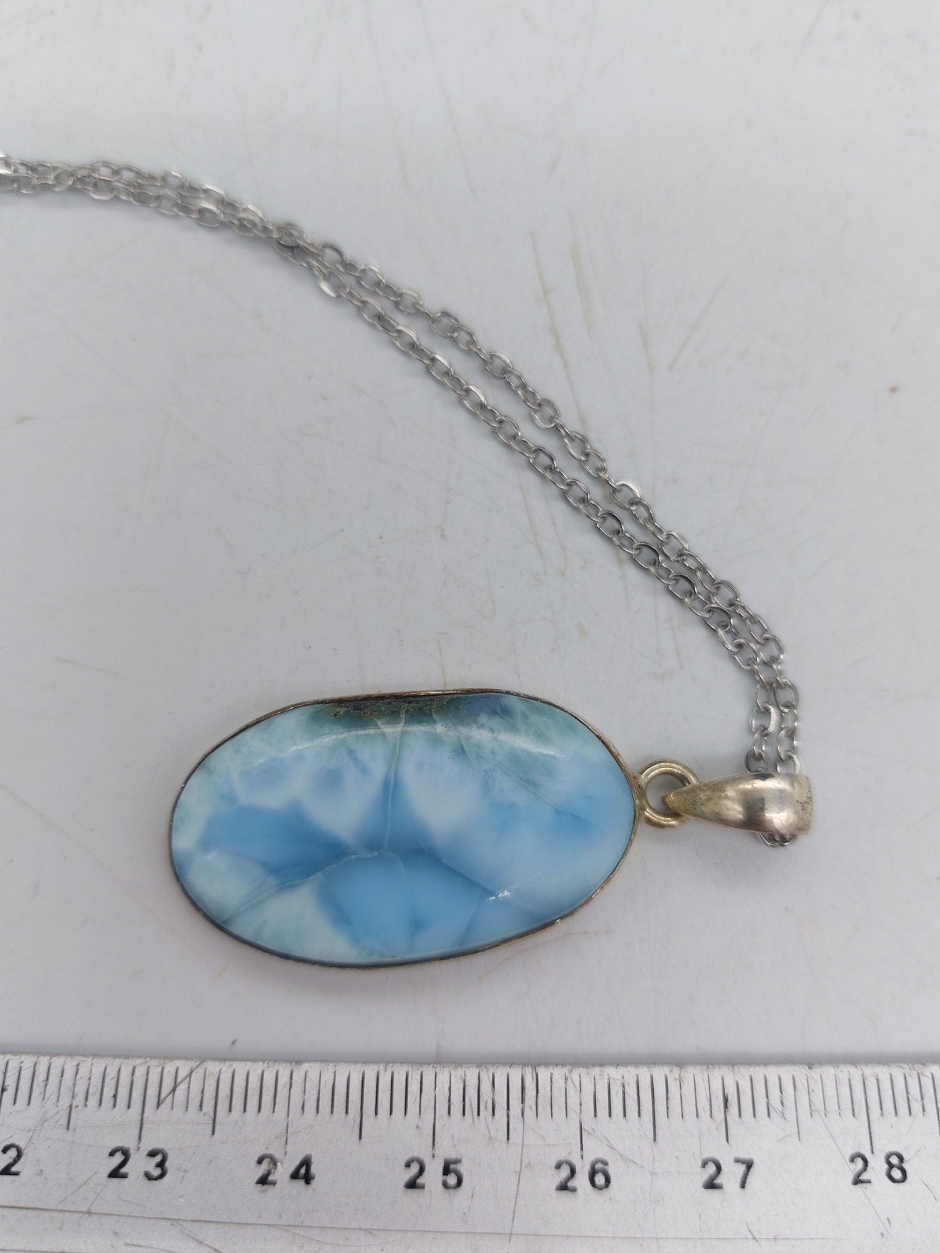 Larimar Sterling Silber 925 Anhänger Cabochon geschnitten Heilkristall