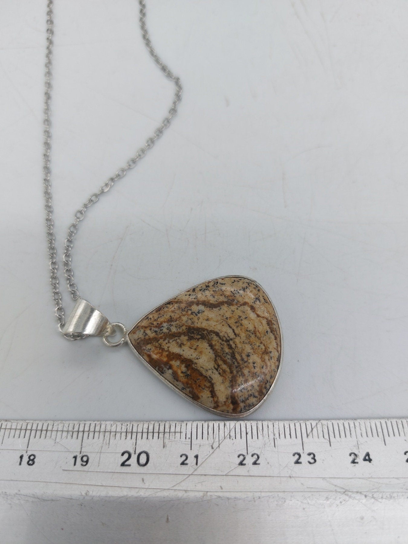 Μενταγιόν Zebra Jasper επάργυρο ορείχαλκο μενταγιόν Cabochon Cut Healing Crystal