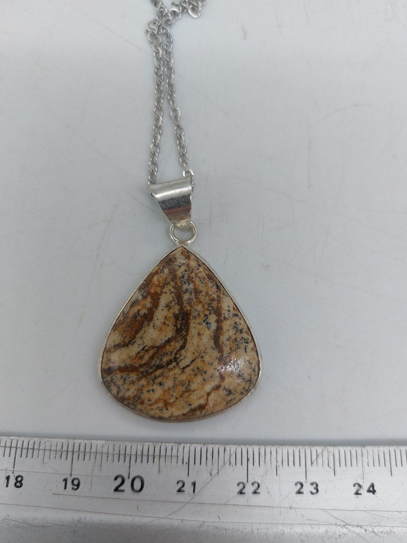 Μενταγιόν Zebra Jasper επάργυρο ορείχαλκο μενταγιόν Cabochon Cut Healing Crystal