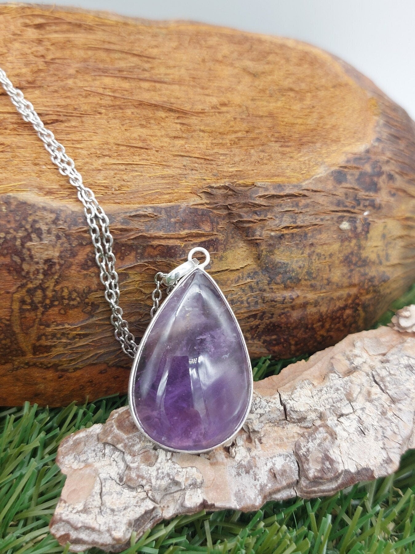 Amethyst Crystal Sterling Silver 925 Necklace