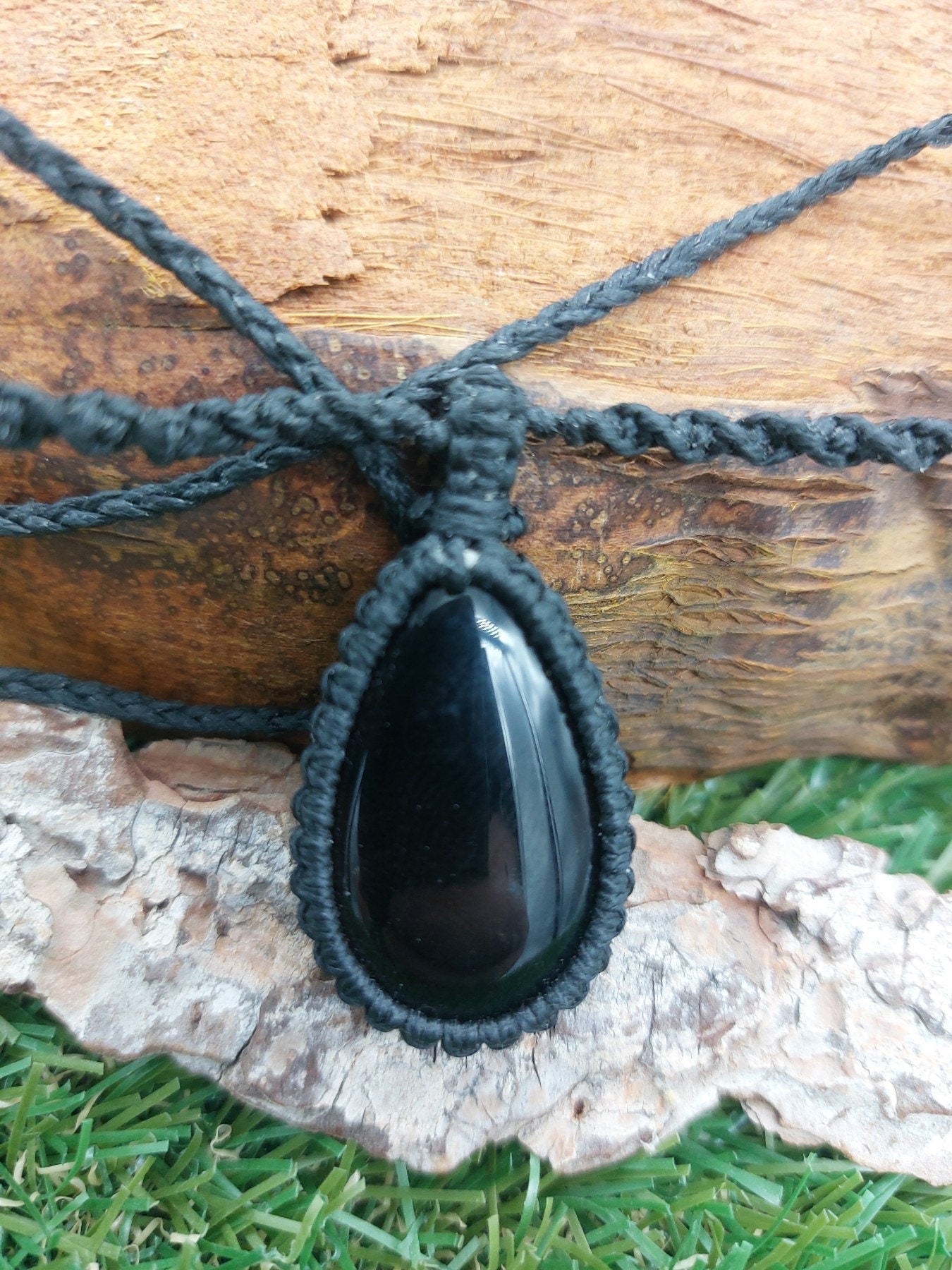 Κολιέ Smoky Quartz Crystal Macrame