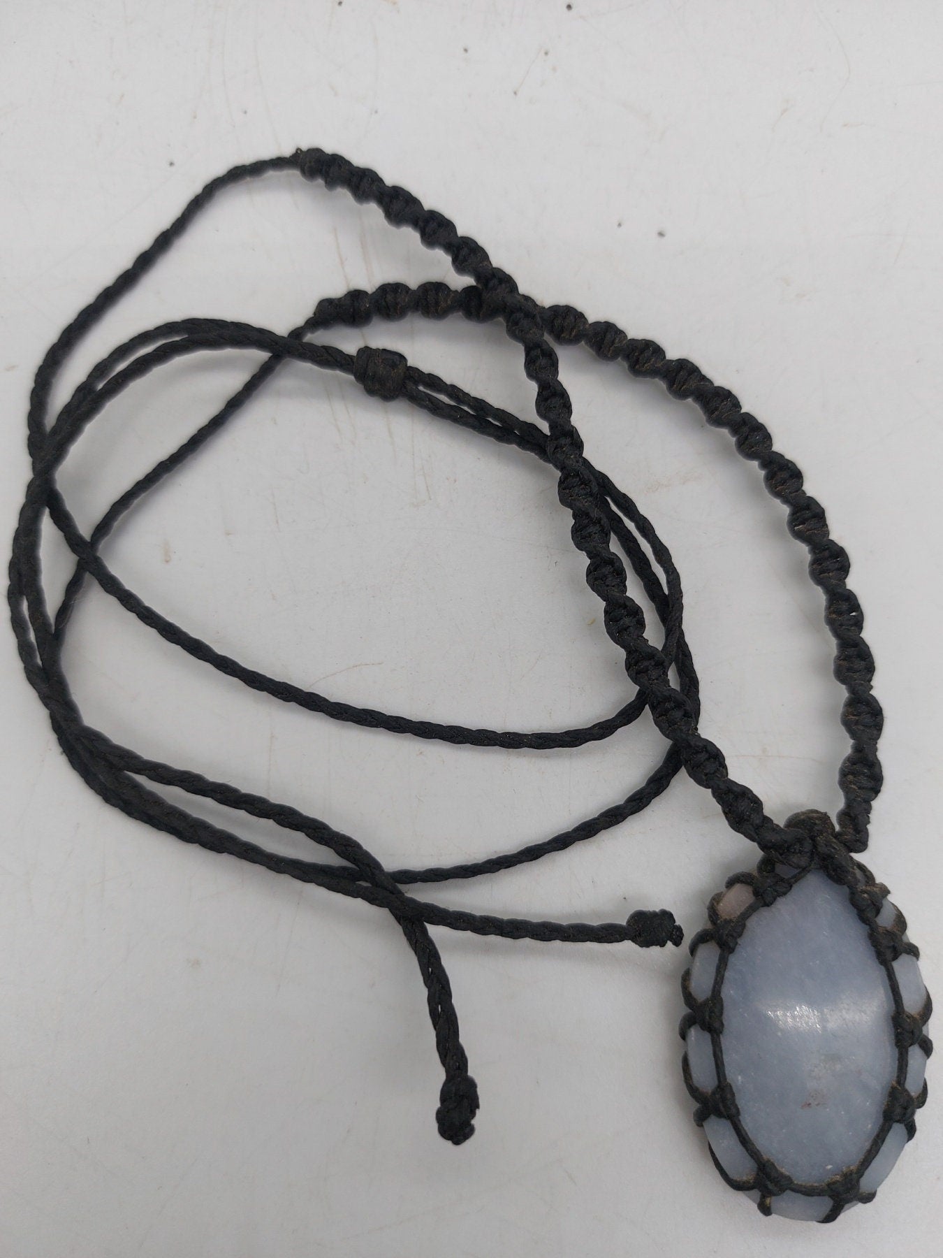 Angelite Crystal Macrame Necklace