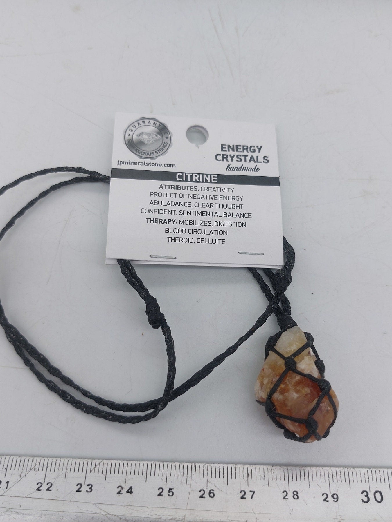 Φυσικό Citrine Rough Point Mineral Stone Brazilian Crystal Healing Makrame τυλιγμένο κολιέ Προστασία αξεσουάρ δώρου