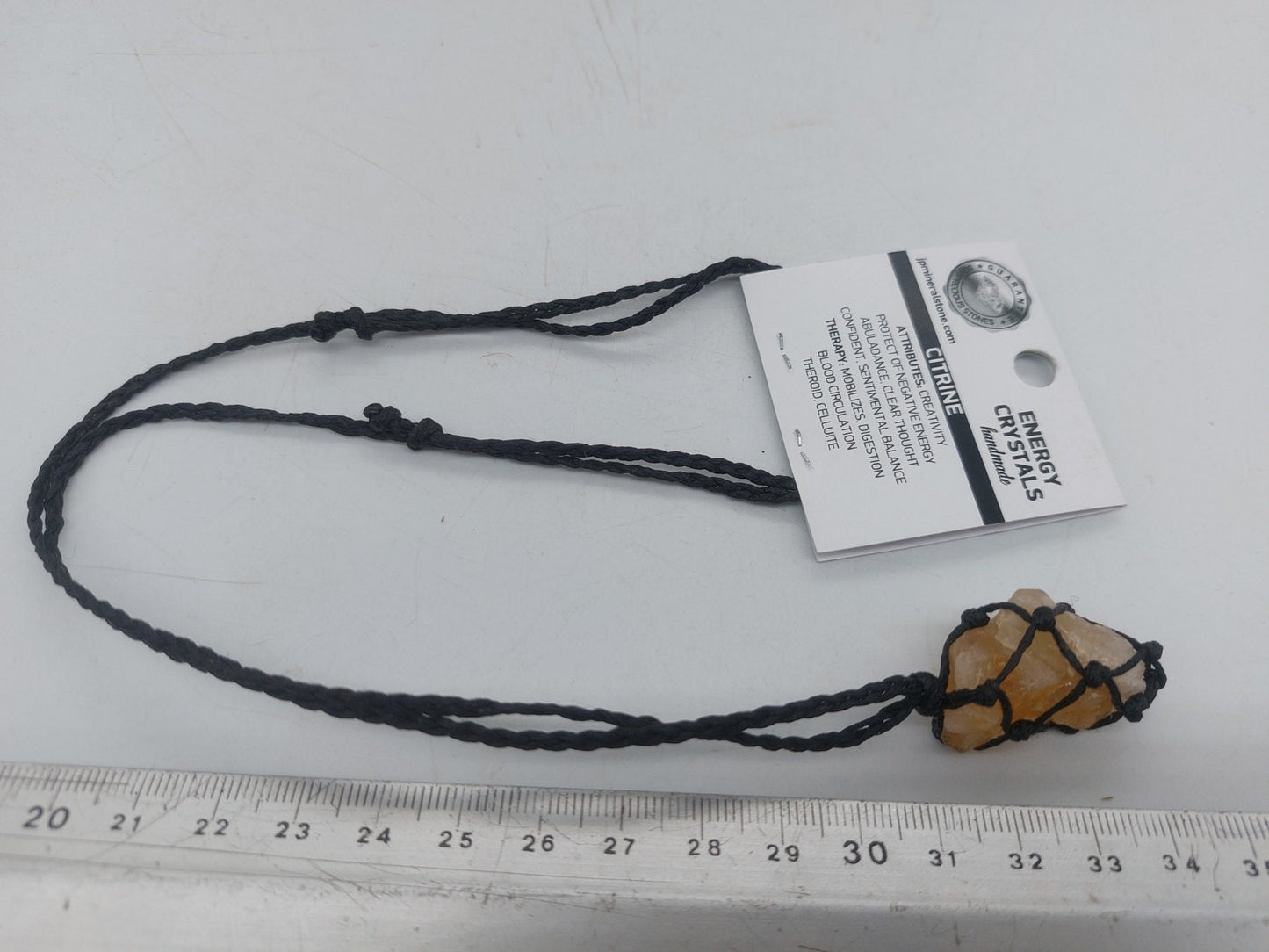 Κολιέ Citrine Rough Crystal Macrame