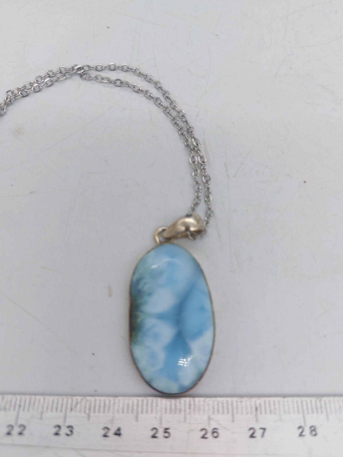 Larimar Sterling Silber 925 Anhänger Cabochon geschnitten Heilkristall
