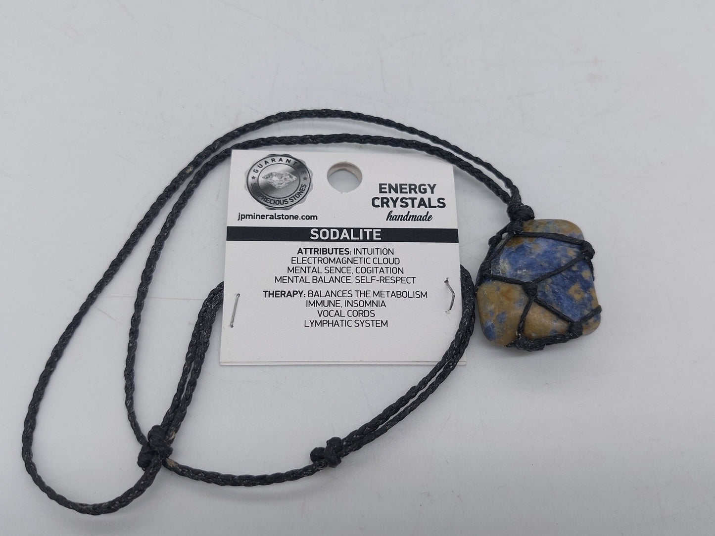 Sodalite Polished Crystal Macrame Necklace