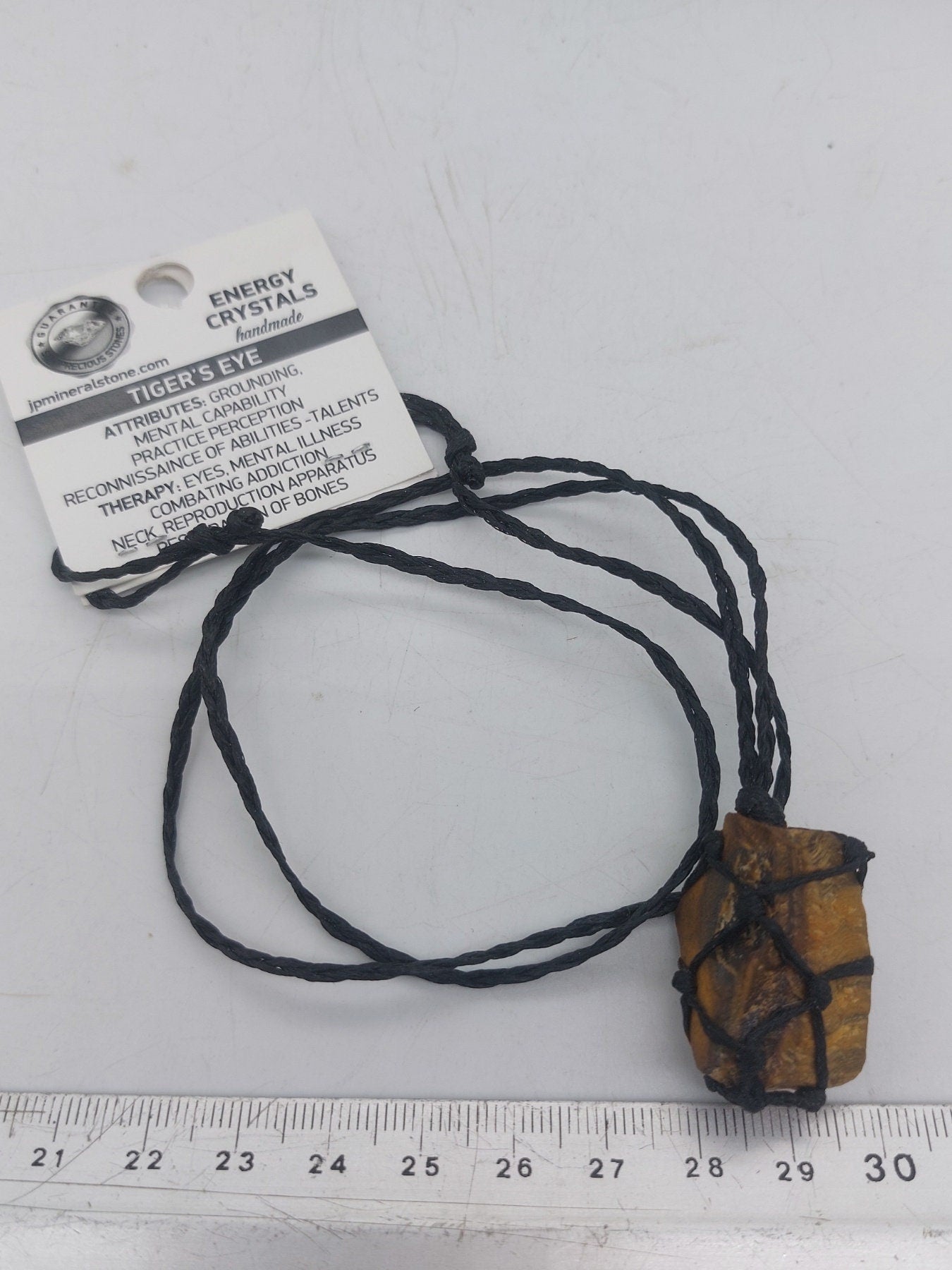 Tiger Eye Rough Mineral Stone Brazilian Crystal Healing Macrame τυλιγμένο κολιέ προστασίας δώρου