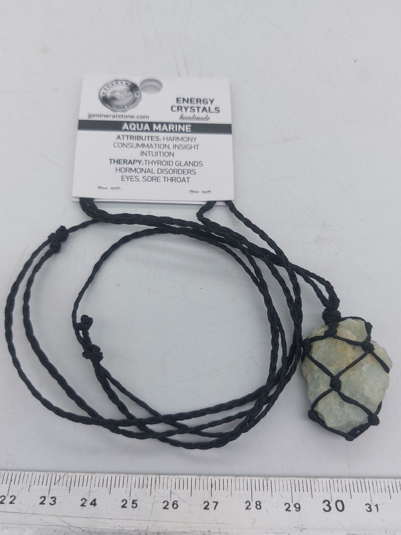 Aquamarine Rough Crystal Macrame Necklace
