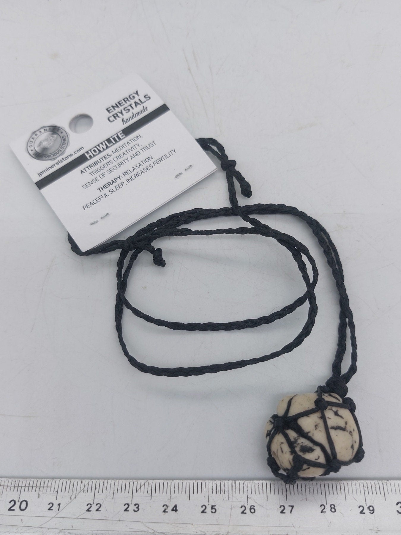 Natural Polished Howlite Χειροποίητο Κολιέ Μακραμέ-Προστατευτικό Κολιέ-Zodiac