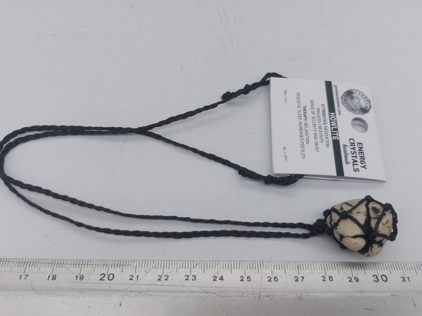 Natural Polished Howlite Χειροποίητο Κολιέ Μακραμέ-Προστατευτικό Κολιέ-Zodiac
