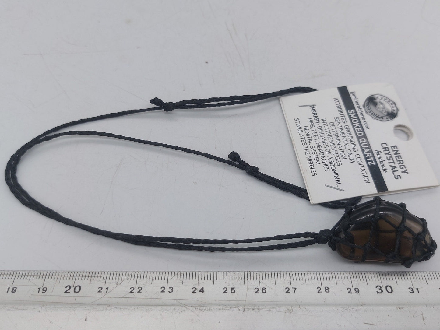 Κολιέ Smoky Quartz Polished Crystal Macrame