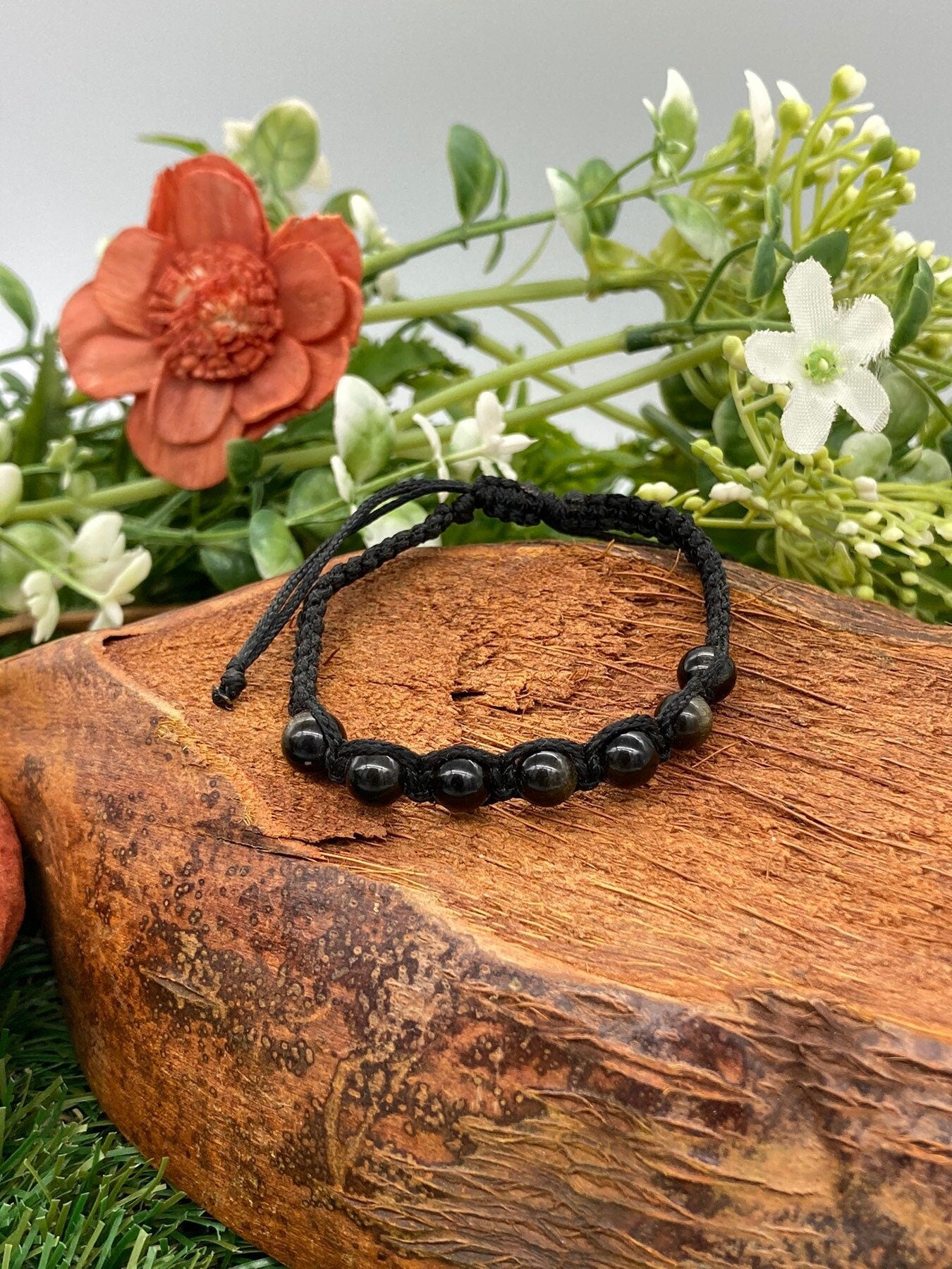 Golden Shee Obsidian Kristall Perlen Armband handgefertigt