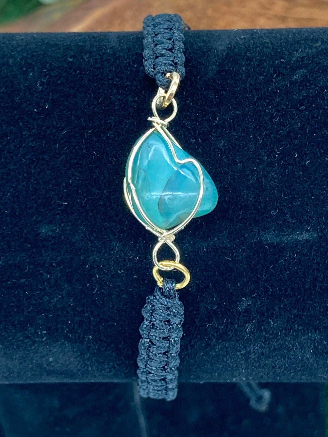 Grünes Achat Kristall Armband Gold Pated Handarbeit