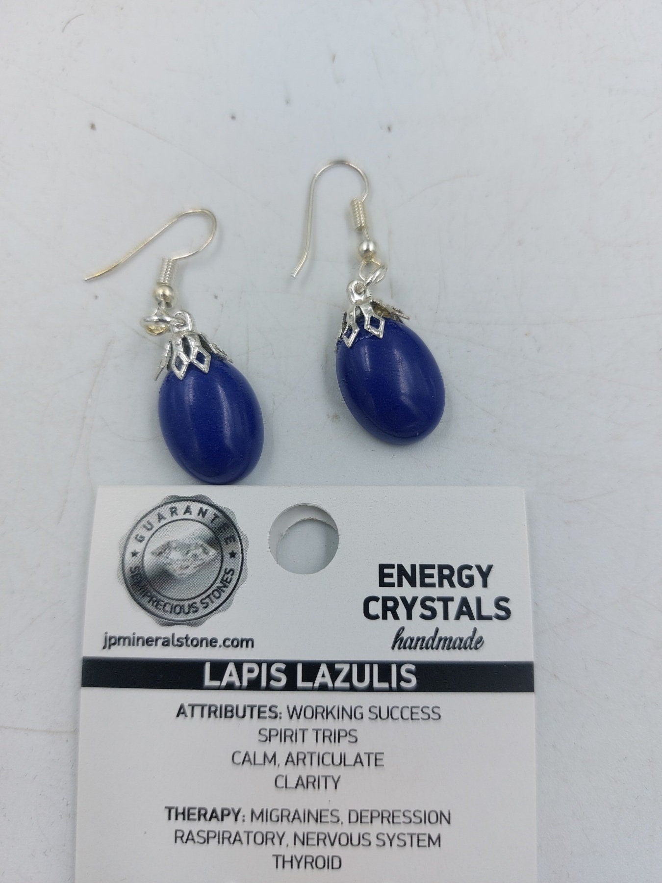 Lapislazuli Cabochon Kristall Ohrringe handgefertigt