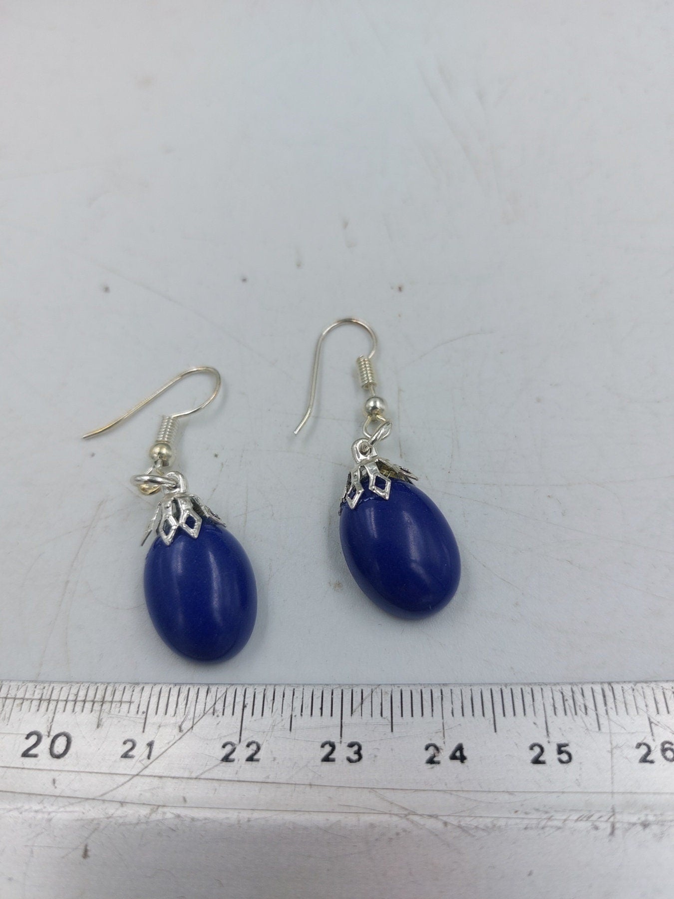 Lapislazuli Cabochon Kristall Ohrringe handgefertigt