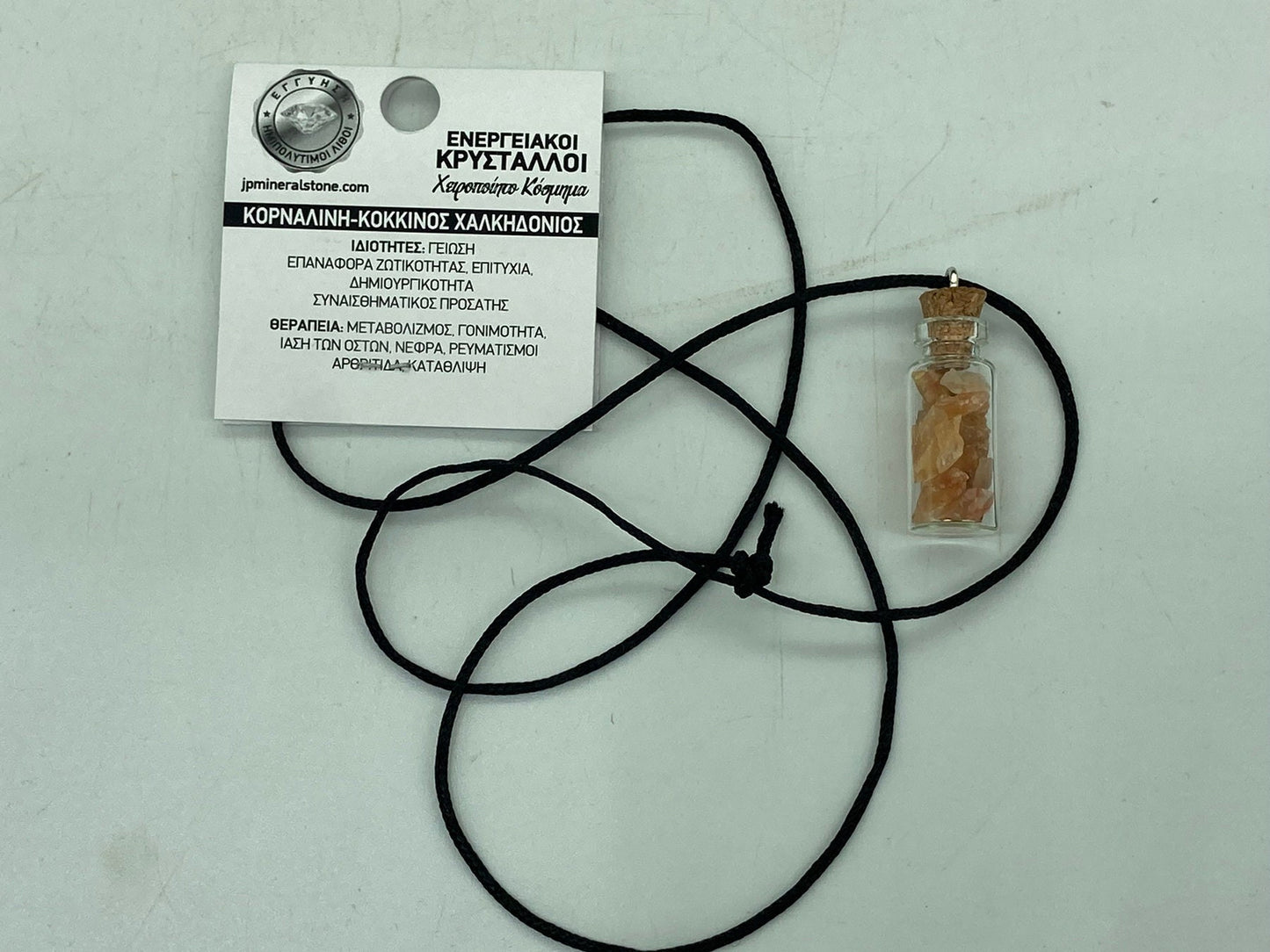 Κολιέ από μπουκάλι με κρύσταλλα Carnelian