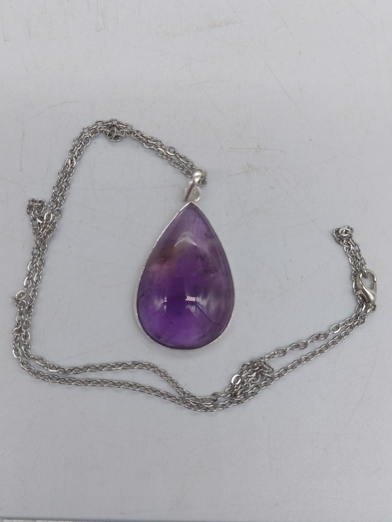 Amethyst Crystal Sterling Silver 925 Necklace