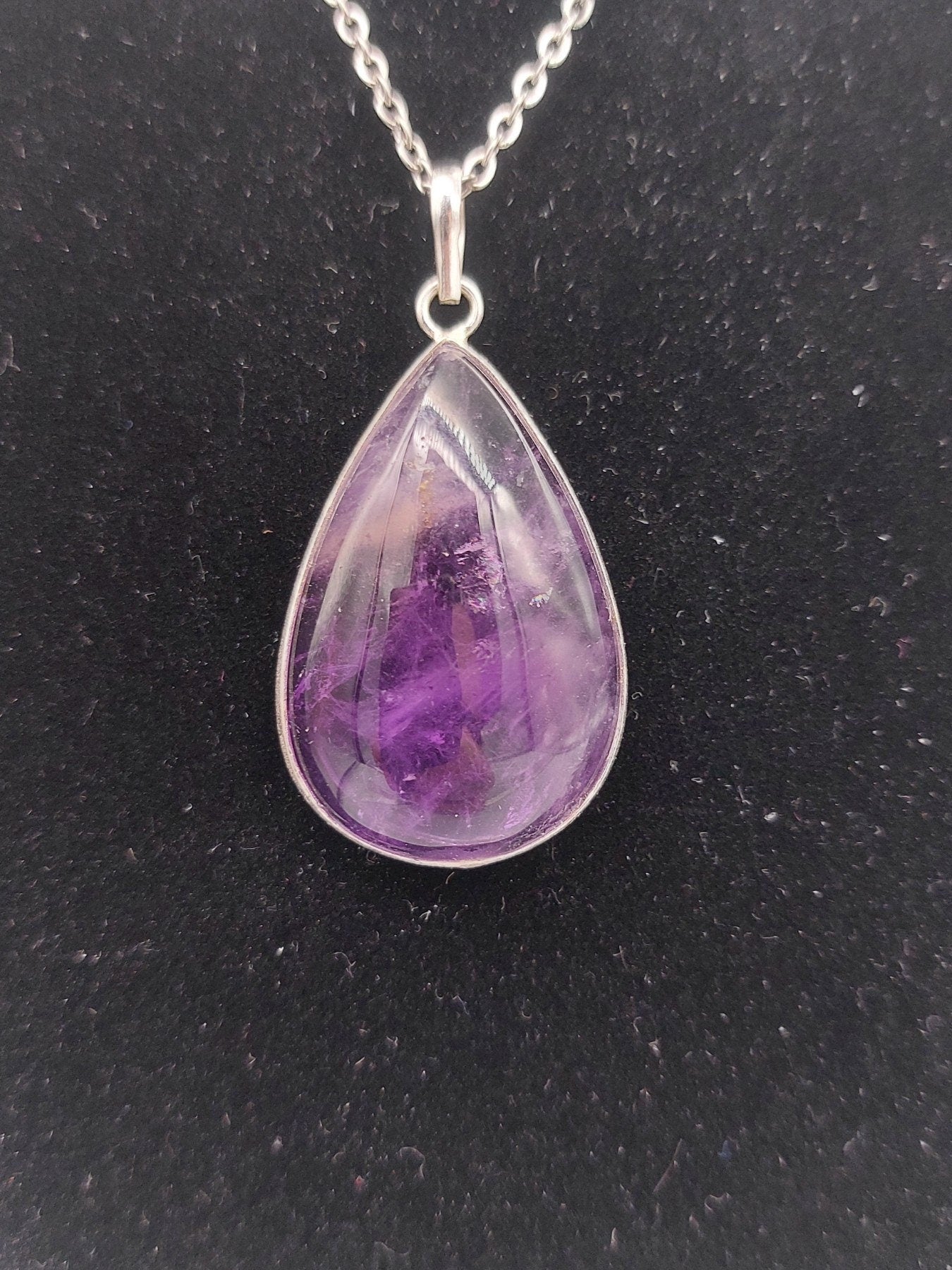 Amethyst Crystal Sterling Silver 925 Necklace