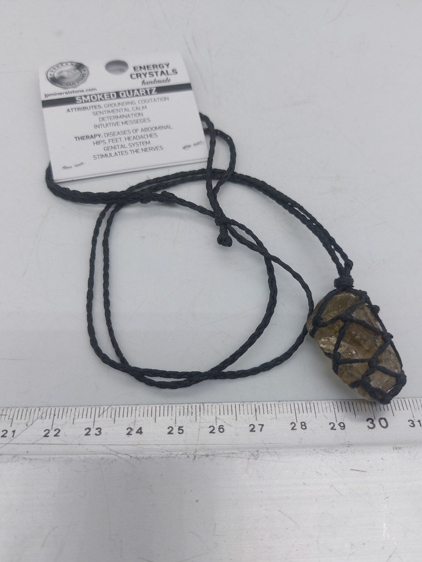 Κολιέ Smoky Quartz Rough Crystal Macrame