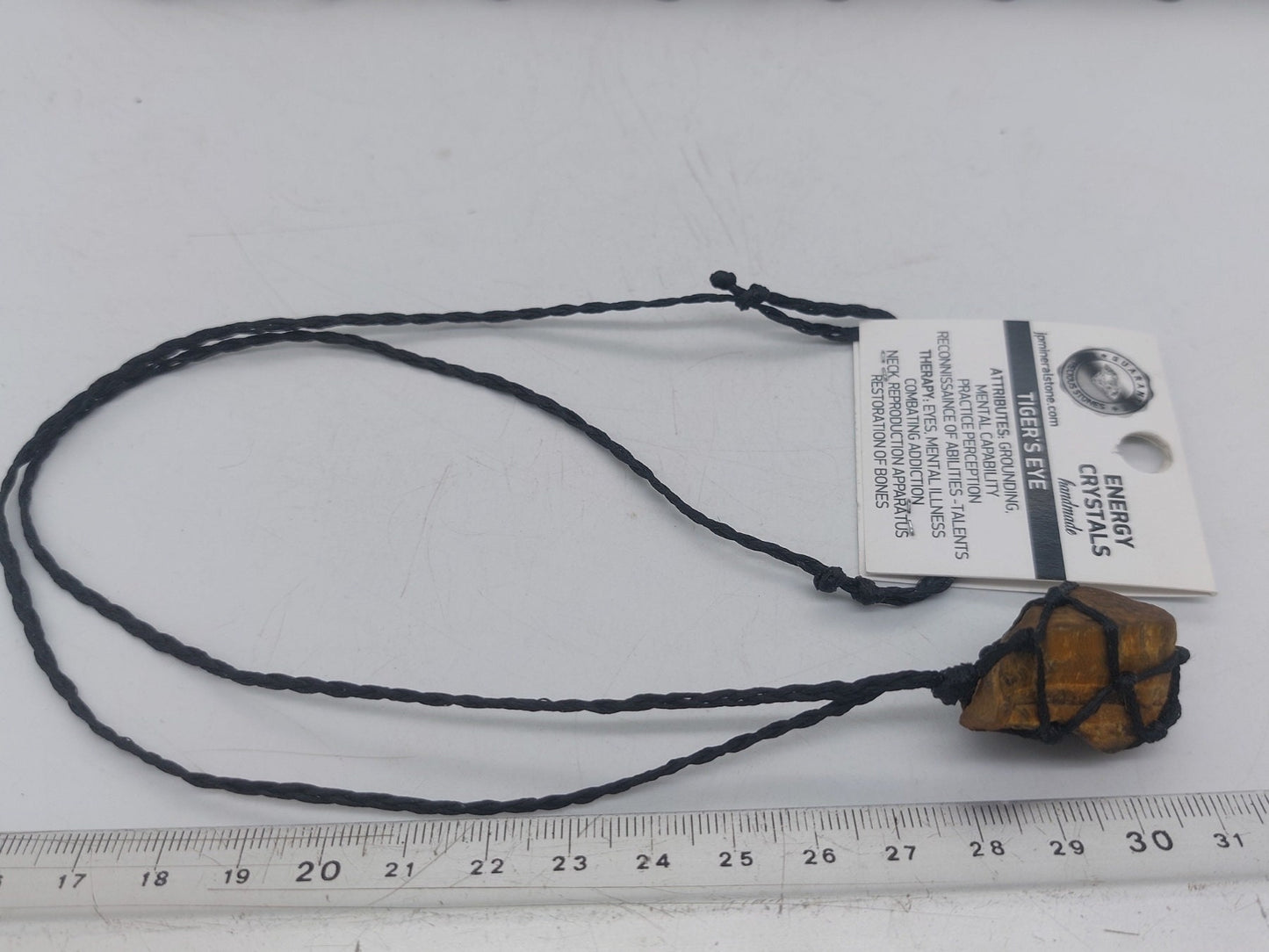 Tiger Eye Rough Mineral Stone Brazilian Crystal Healing Macrame τυλιγμένο κολιέ προστασίας δώρου