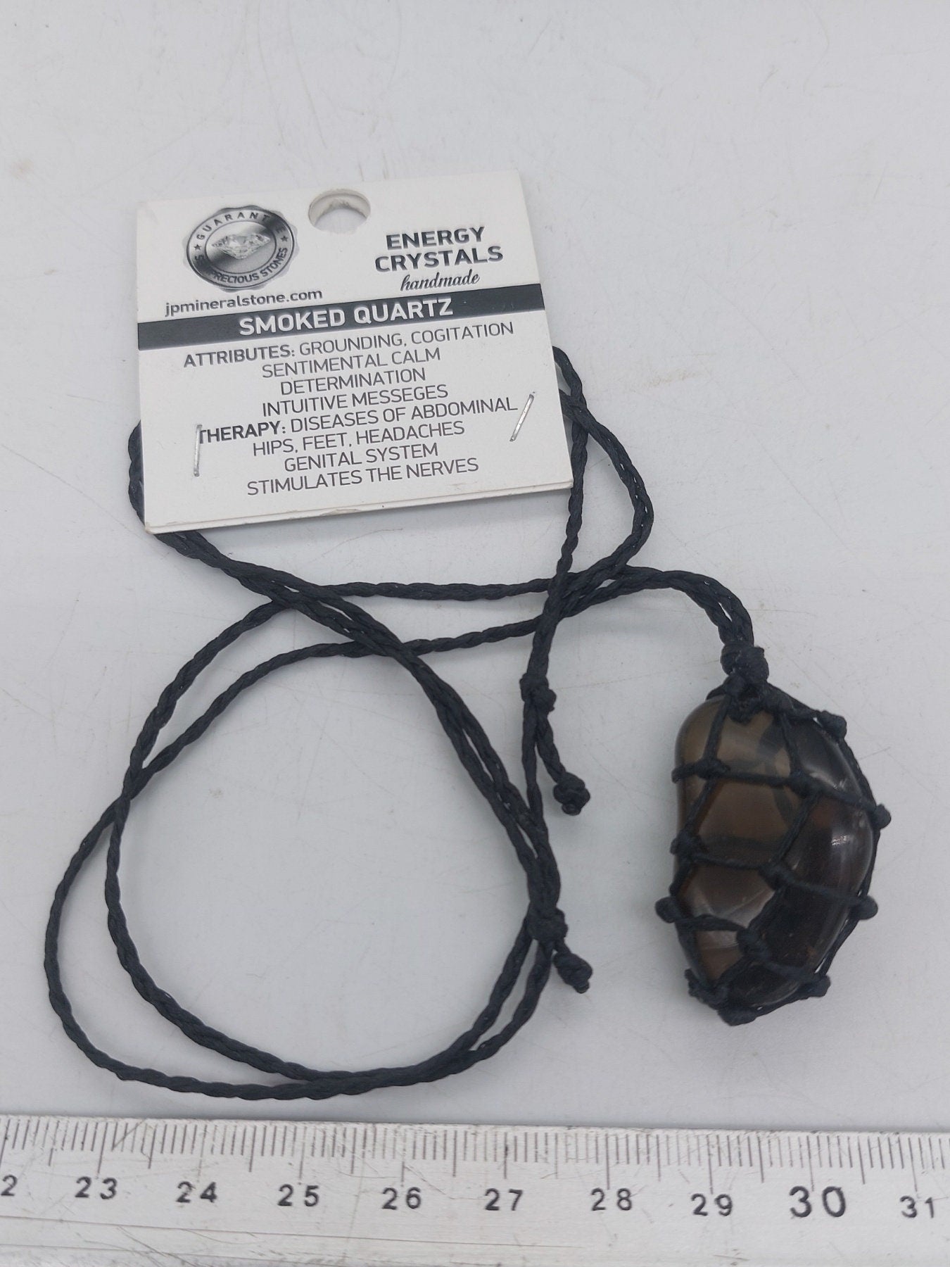 Κολιέ Smoky Quartz Polished Crystal Macrame