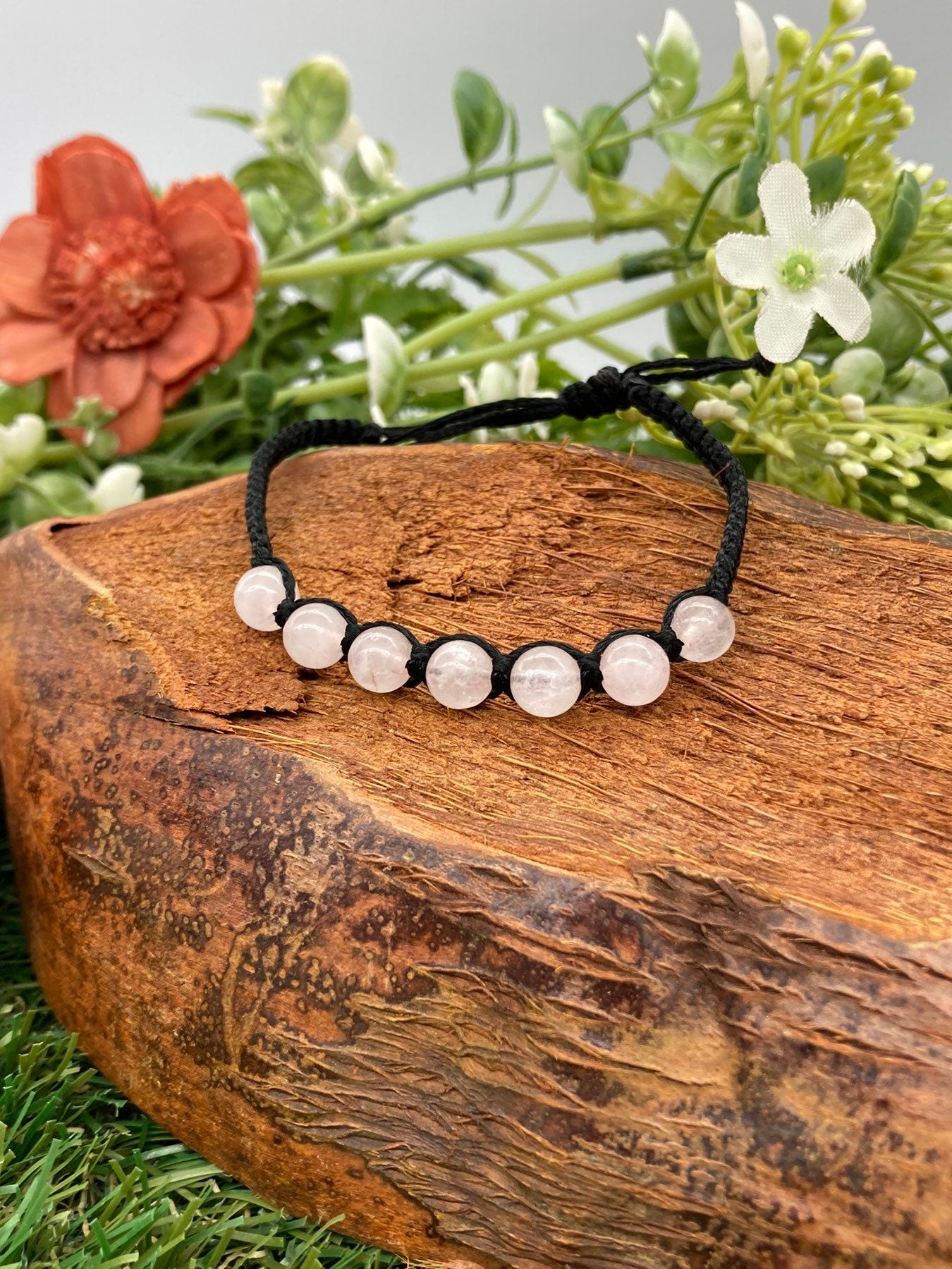 Armband mit Rosenquarz-Kristallperlen