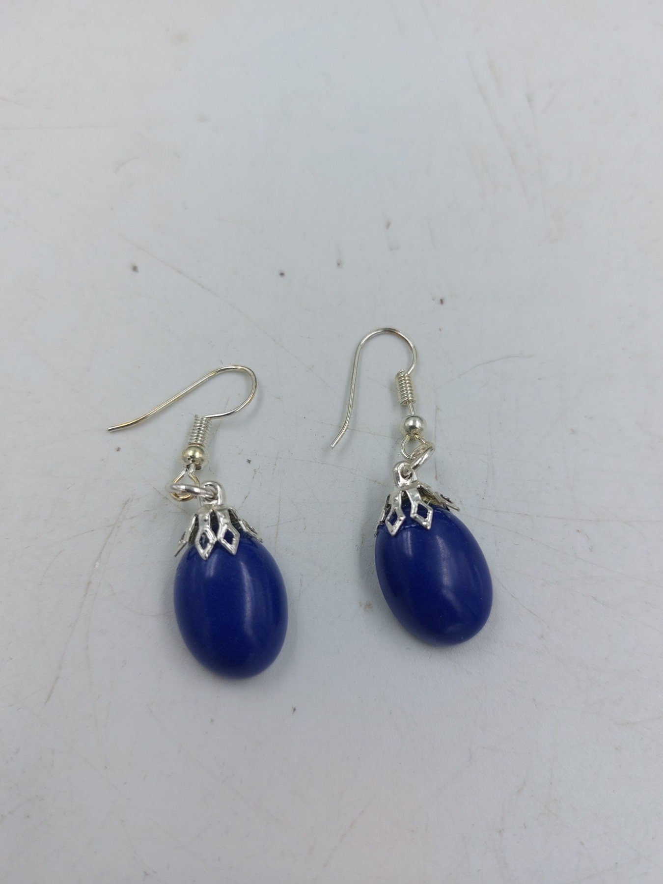 Lapislazuli Cabochon Kristall Ohrringe handgefertigt