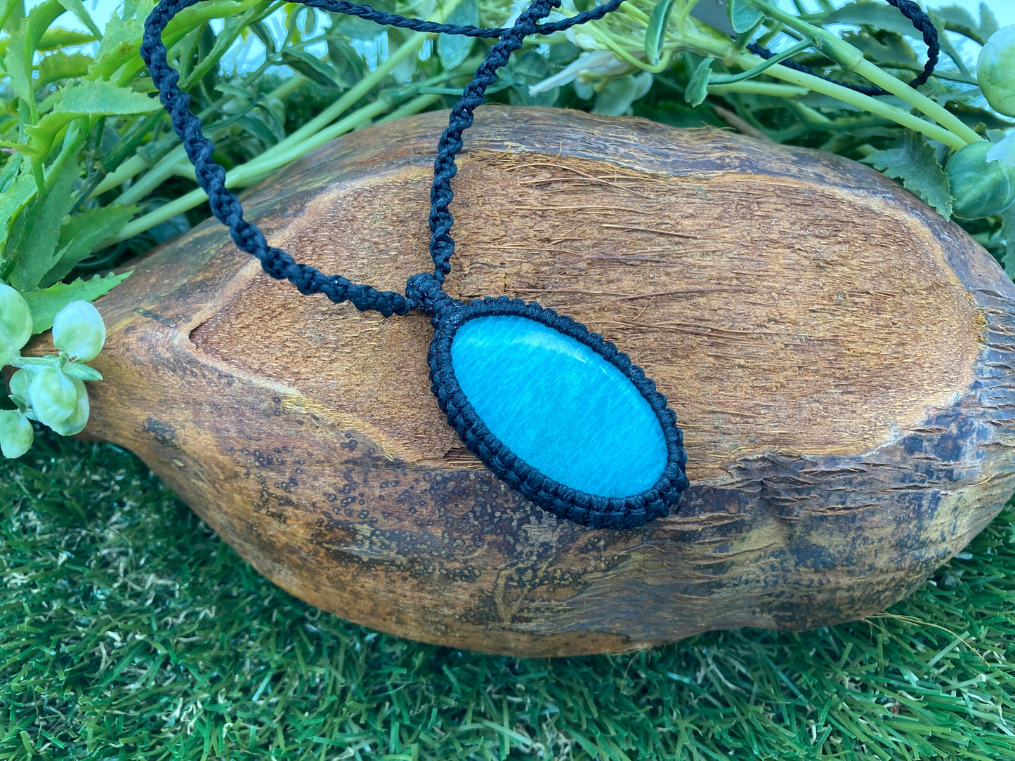 Κολιέ μακραμέ από κρύσταλλο Amazonite