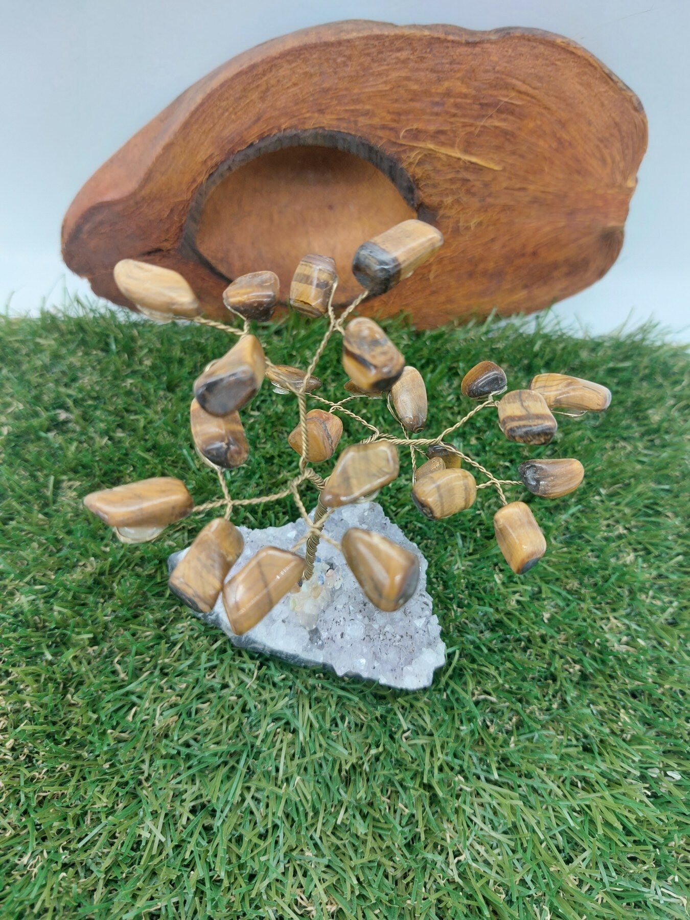 Tiger's Eye Crystal Tree of Life με βάση αμέθυστου - Διακόσμηση σπιτιού