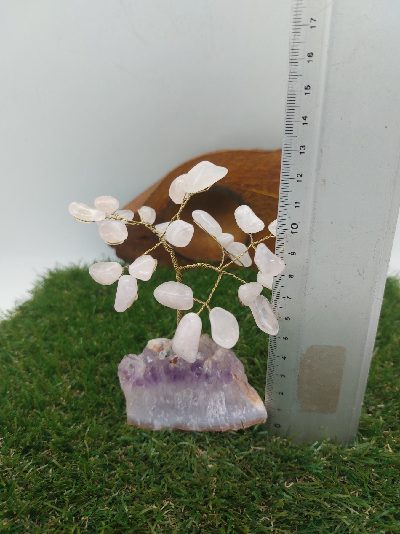Rose Quartz Crystal Tree of Life με βάση αμέθυστου - Διακόσμηση σπιτιού