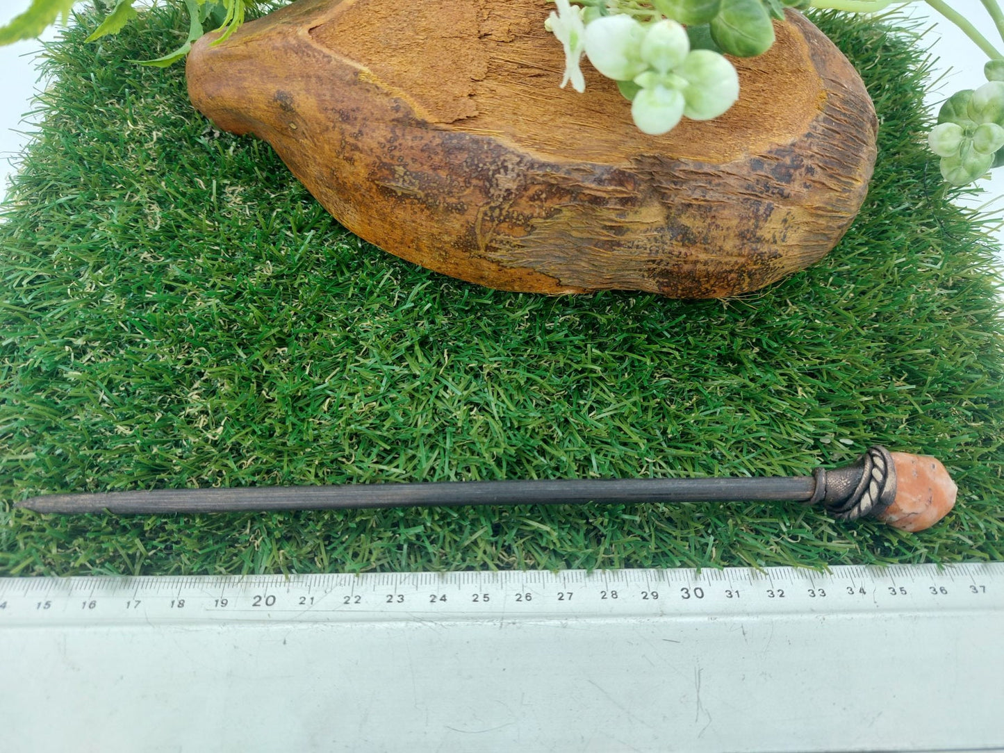 Oranger Calcit Polierter Kristallstab -Feenstab-Zauberstab-Naturstab Heilkristall Sternzeichen Mineralstein