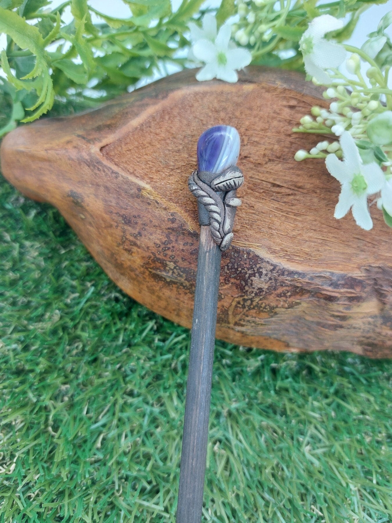 Lila Achat Kristallstab -Feenstab-Zauberstab-Naturstab Heilkristall Sternzeichen Mineralstein