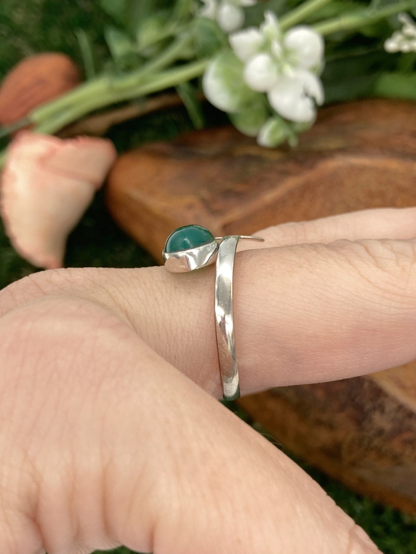 Grüner Aventurin Kristall Sterling Silber 925 Ring Top Qualität handgefertigt