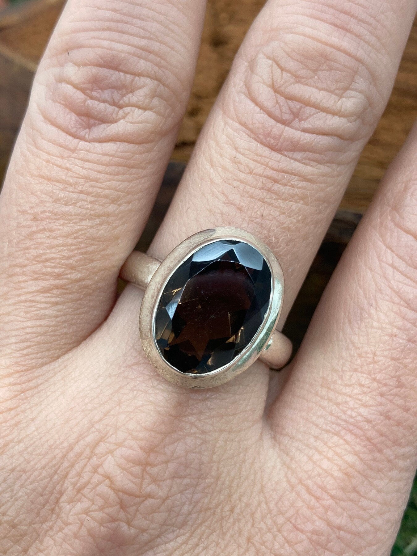 Smoky Quartz Crystal Ασήμι 925 Faceted Ring Κορυφαίας Ποιότητας Χειροποίητο