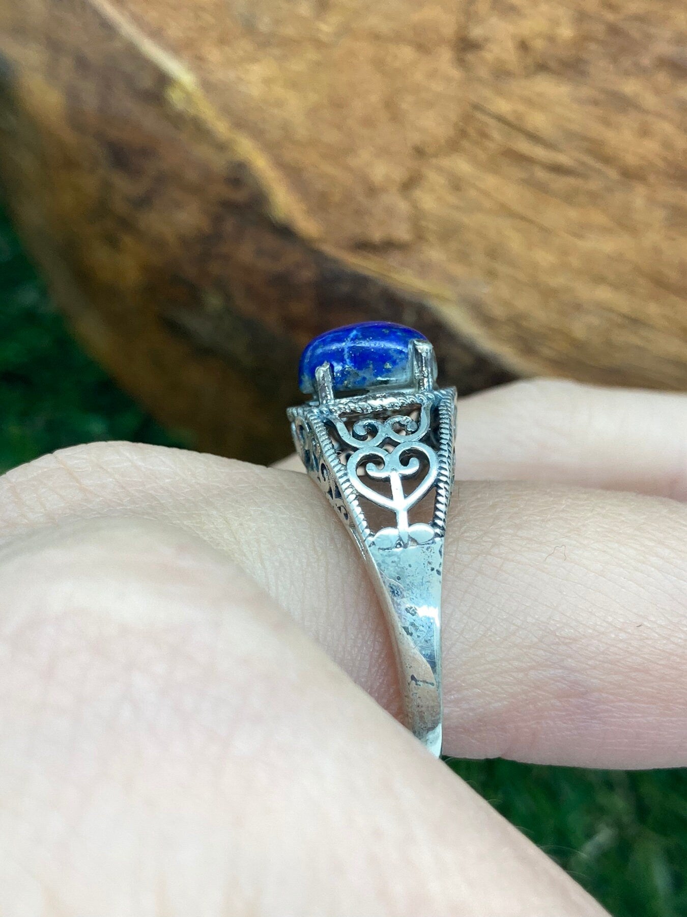 Lapislazuli Kristall Sterling Silber 925 Cabochon Schliff Ring Top Qualität Handarbeit
