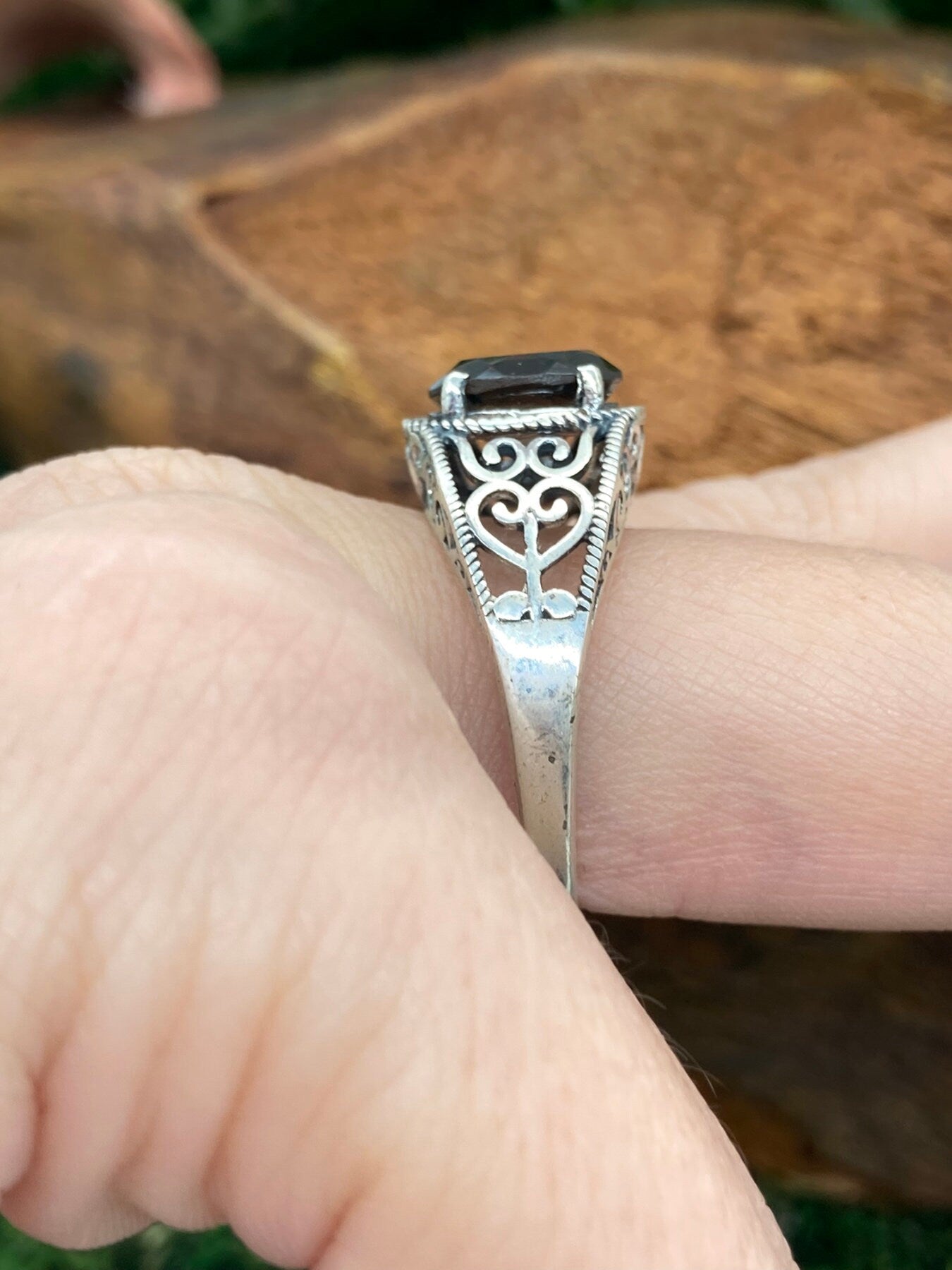 Smoky Quartz Crystal Silver 925 Faceted Ring Κορυφαίας ποιότητας χειροποίητο φινετσάτο