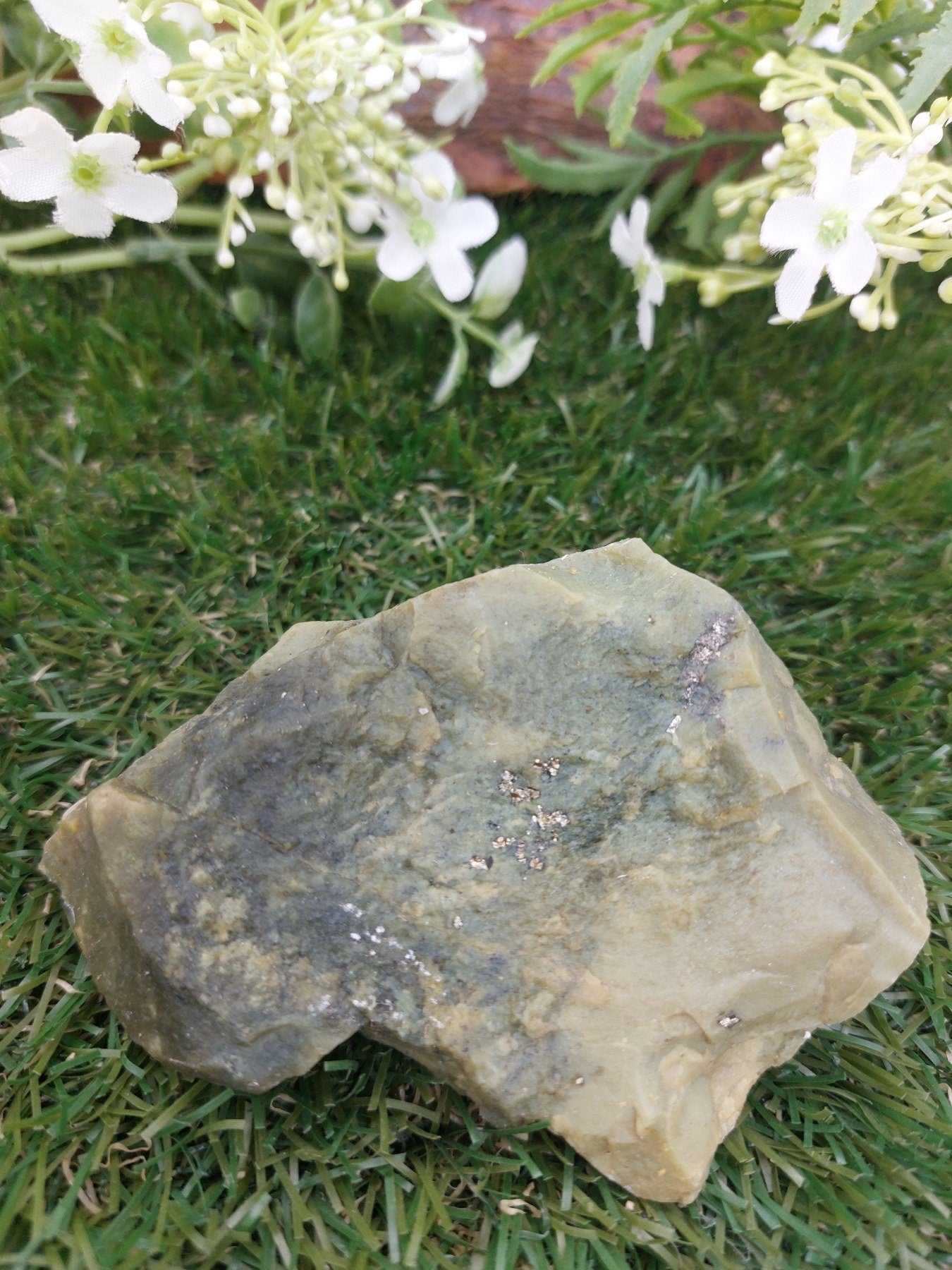 Serpentine με Πυρίτη Rough Crystal Σπάνιο Συλλεκτικό Διακόσμηση σπιτιού