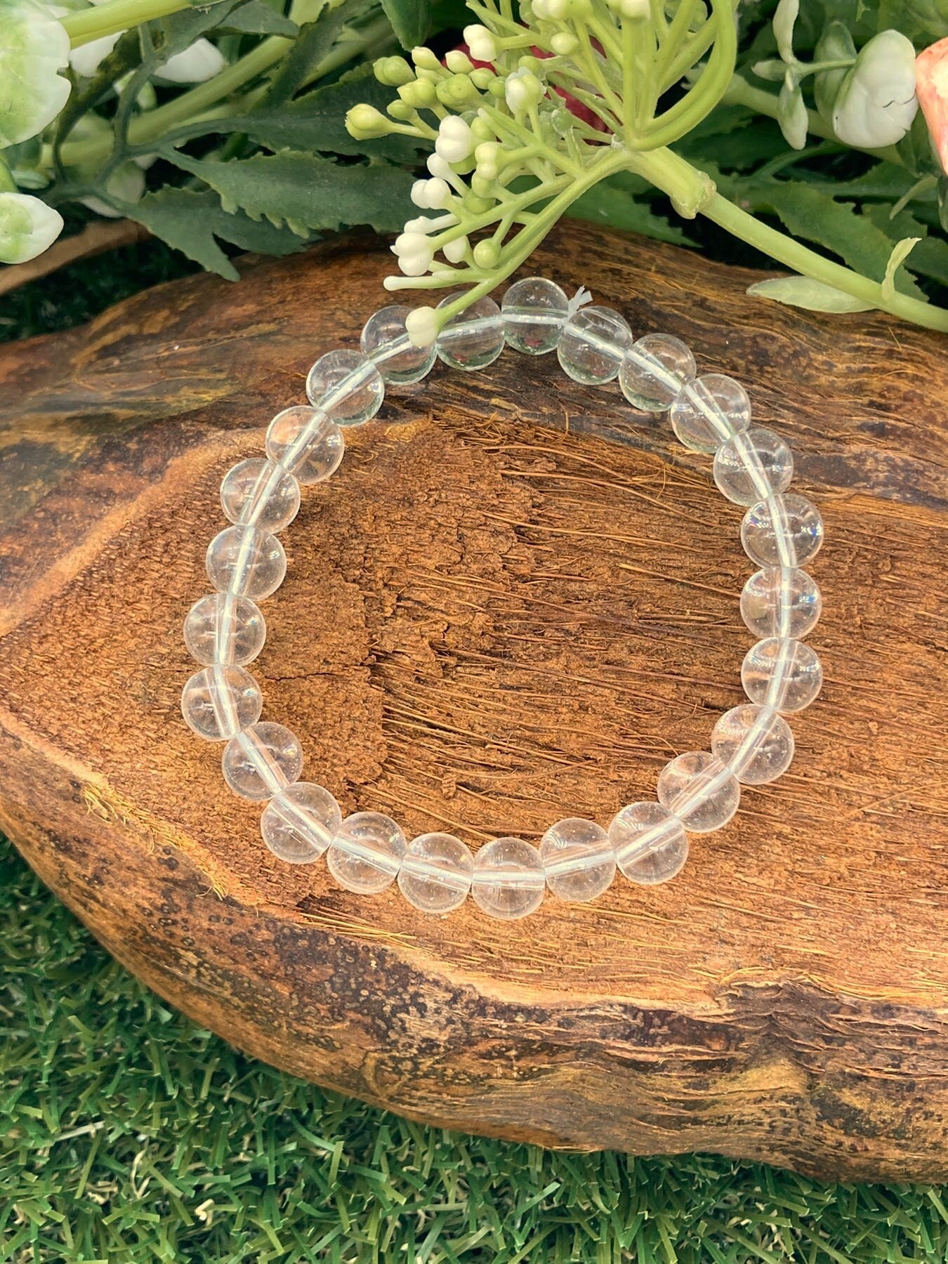 Clear Quartz Natural Crystal 8MM Βραχιόλια, Βραχιόλι καρπού, Strechy βραχιόλι, Βραχιόλι με χάντρες, Χειροποίητο Δώρο, Κρυστάλλινο Βραχιόλι