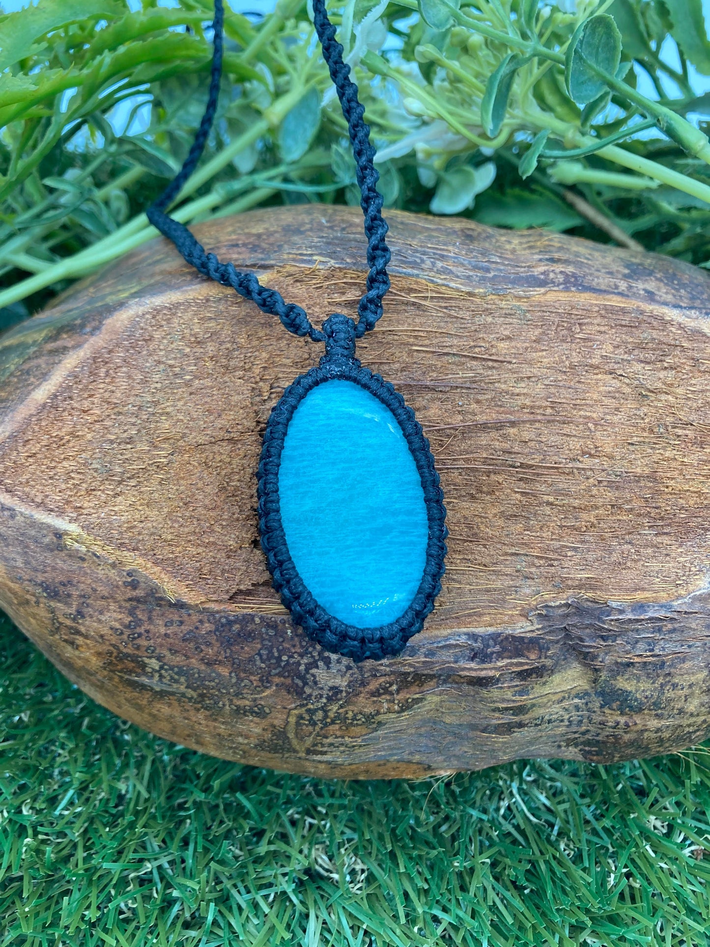 Κολιέ μακραμέ από κρύσταλλο Amazonite