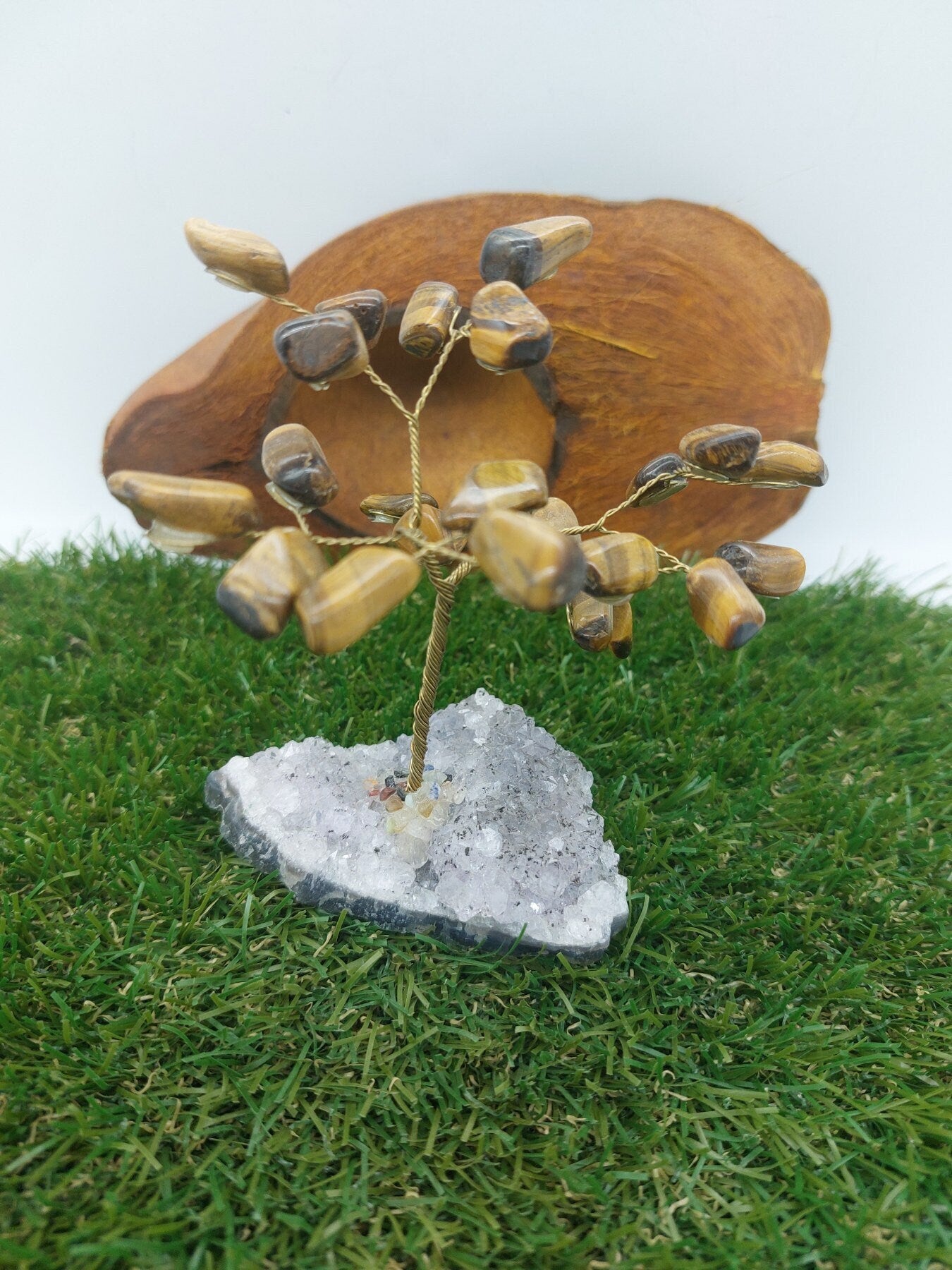 Tiger's Eye Crystal Tree of Life με βάση αμέθυστου - Διακόσμηση σπιτιού