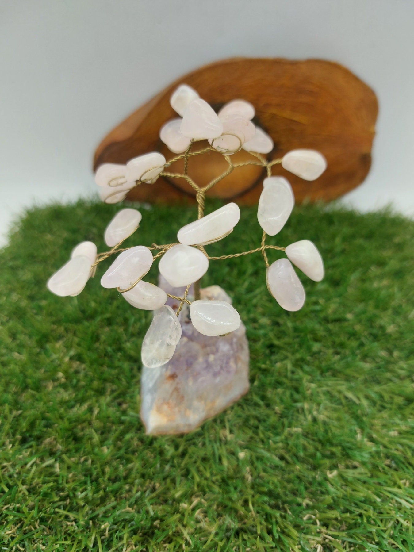 Rose Quartz Crystal Tree of Life με βάση αμέθυστου - Διακόσμηση σπιτιού