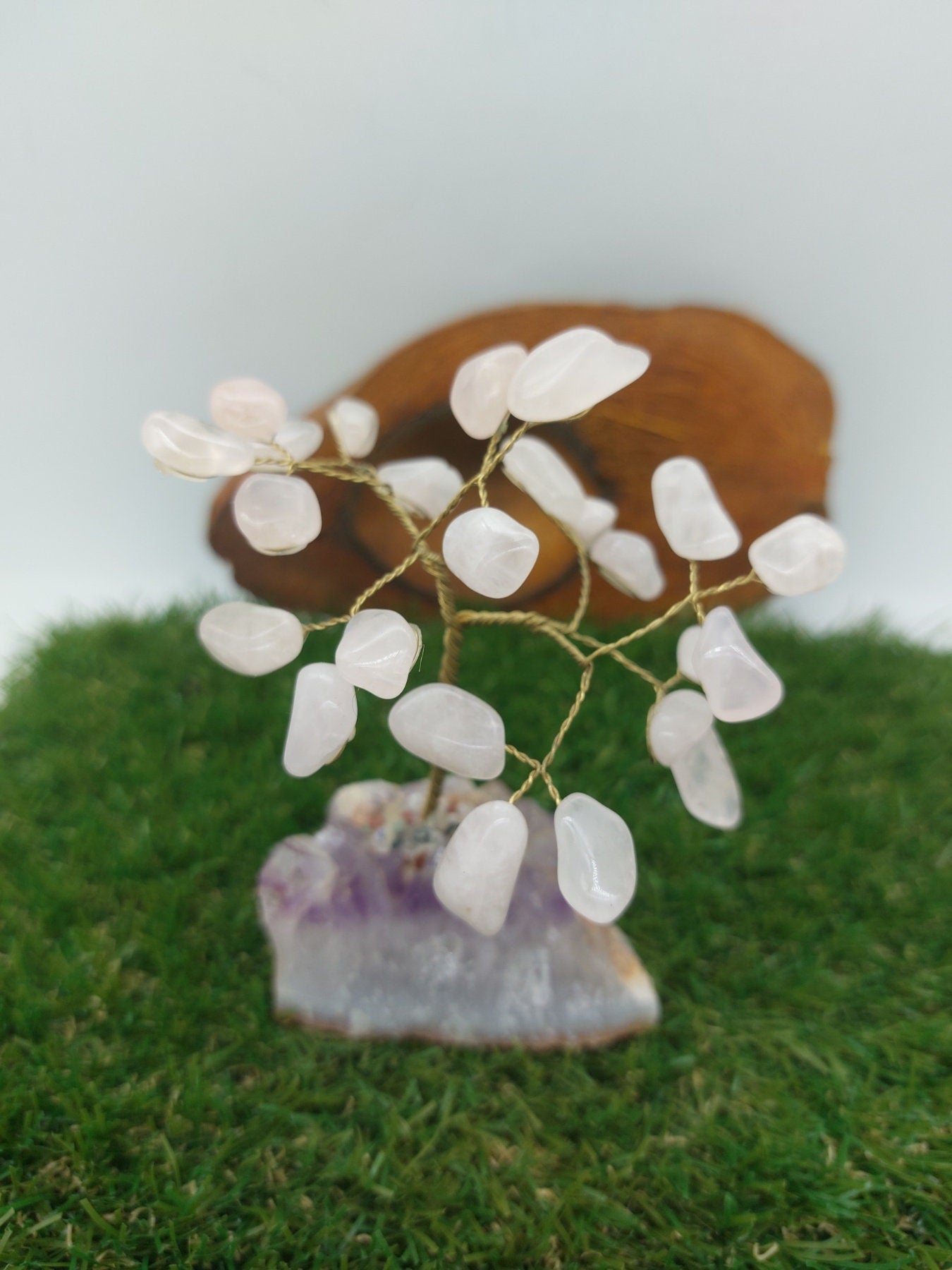 Rose Quartz Crystal Tree of Life με βάση αμέθυστου - Διακόσμηση σπιτιού