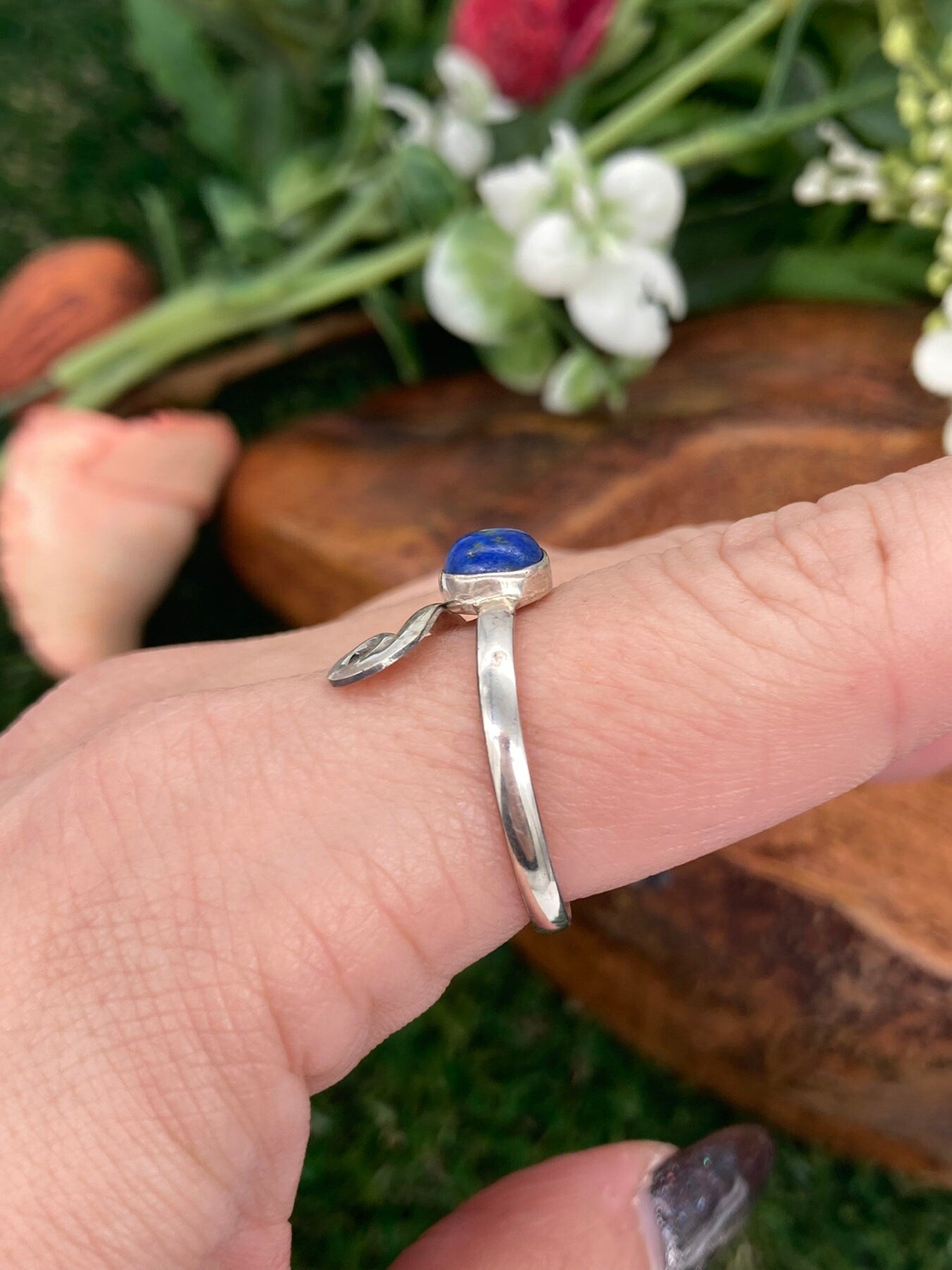 Lapislazuli Kristall Sterling Silber 925 Ring Top Qualität handgefertigt